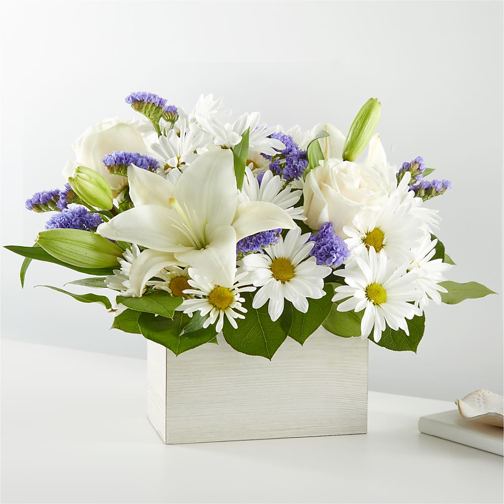 Beyond Blue Box Bouquet – 175 MERCANTILE FLORAL & GIFT, Lake City IA