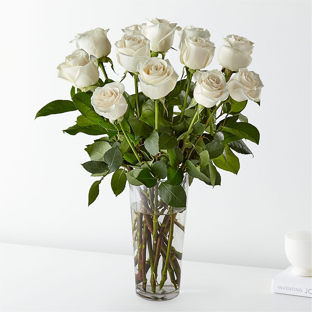 Long Stem White Rose Bouquet – 175 MERCANTILE FLORAL & GIFT, Lake City IA