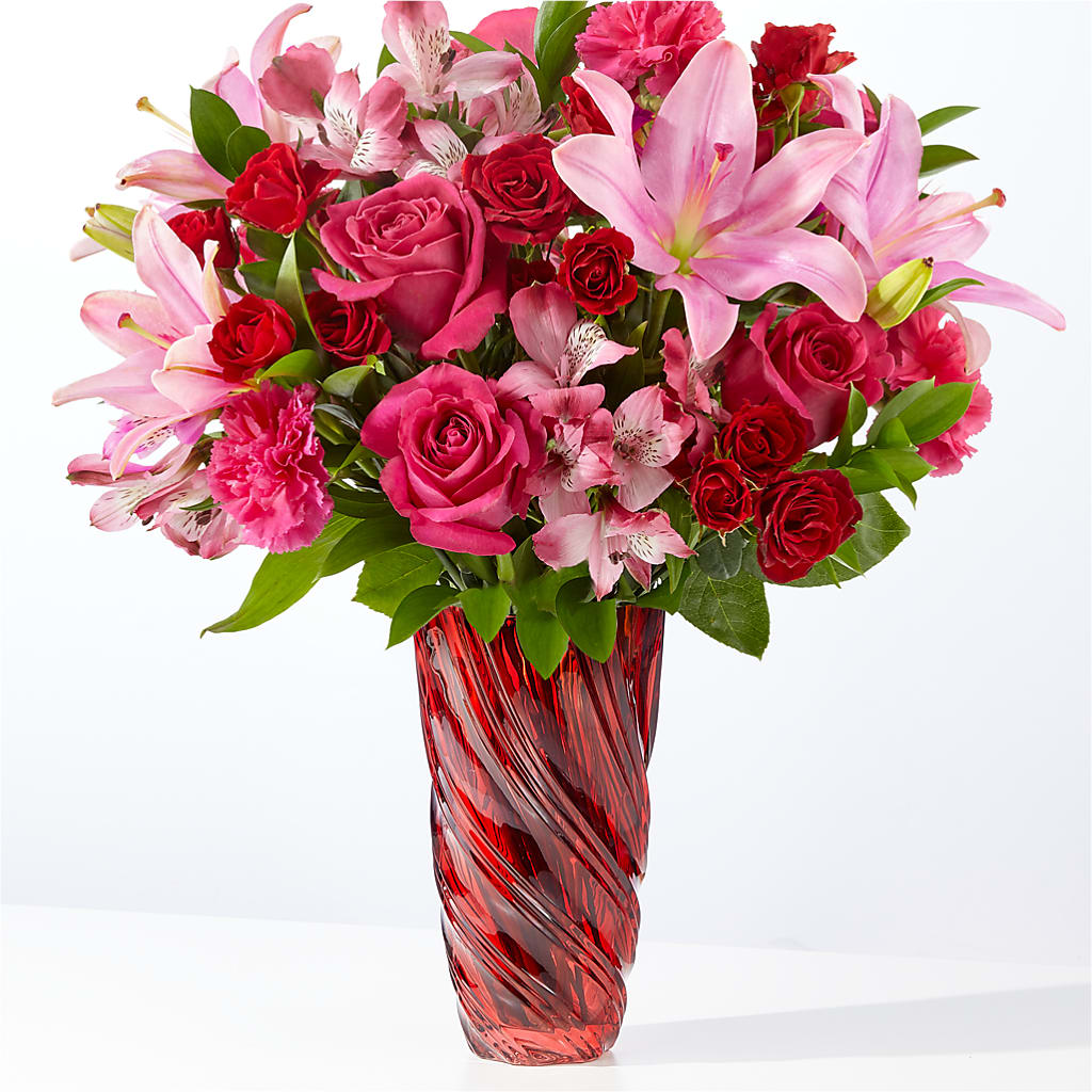 In Love Bouquet with Luxe Swirl Vase – 175 MERCANTILE FLORAL & GIFT, Lake City IA