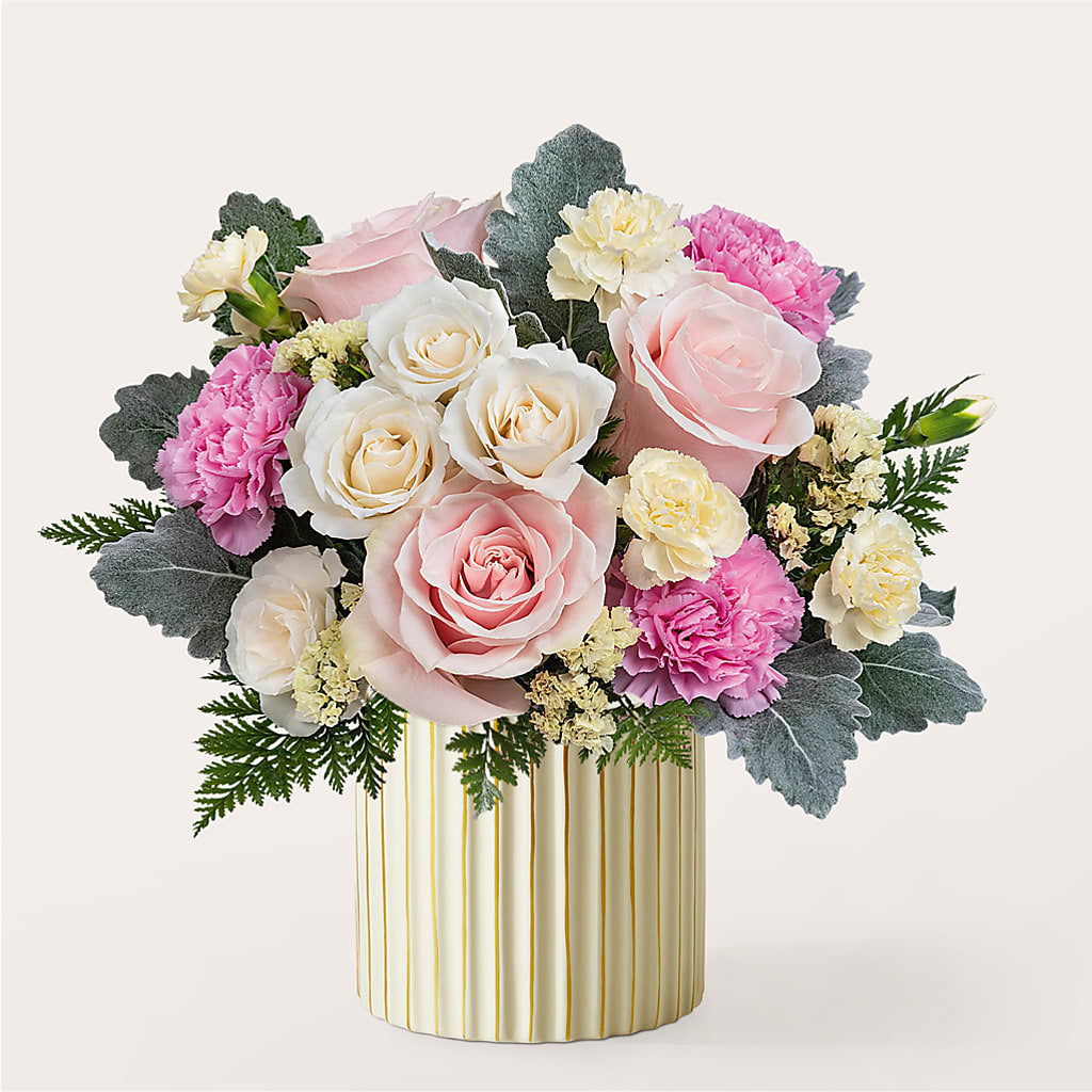Blissful Moments Bouquet with Ivory Vase – 175 MERCANTILE FLORAL & GIFT, Lake City IA