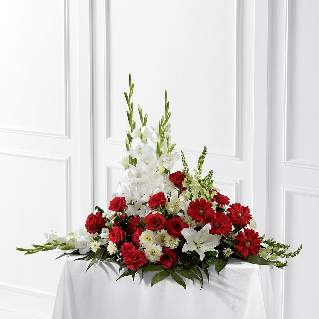 Crimson & White Arrangement – 175 MERCANTILE FLORAL & GIFT, Lake City IA