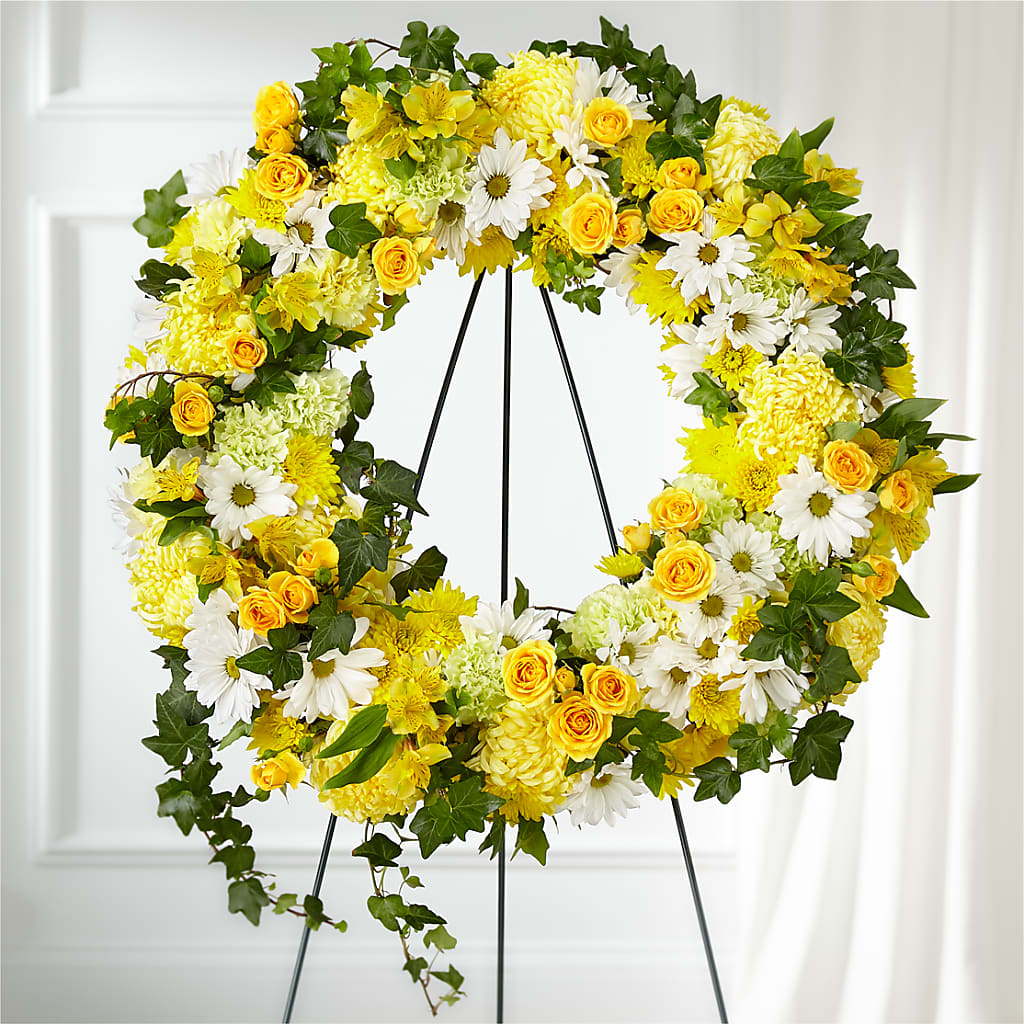 Golden Remembrance Wreath – 175 MERCANTILE FLORAL & GIFT, Lake City IA