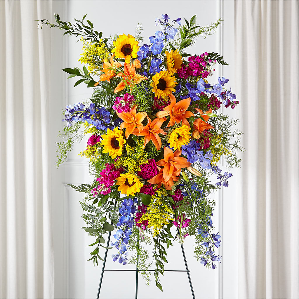 Sunlit Memories Standing Spray (Standard) – 175 MERCANTILE FLORAL & GIFT, Lake City IA