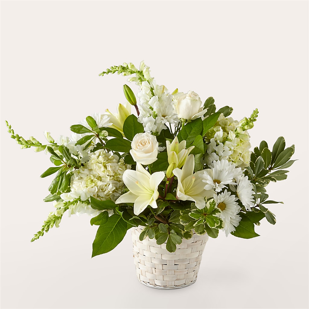 Ivory Elegance Floral Basket – 175 MERCANTILE FLORAL & GIFT, Lake City IA