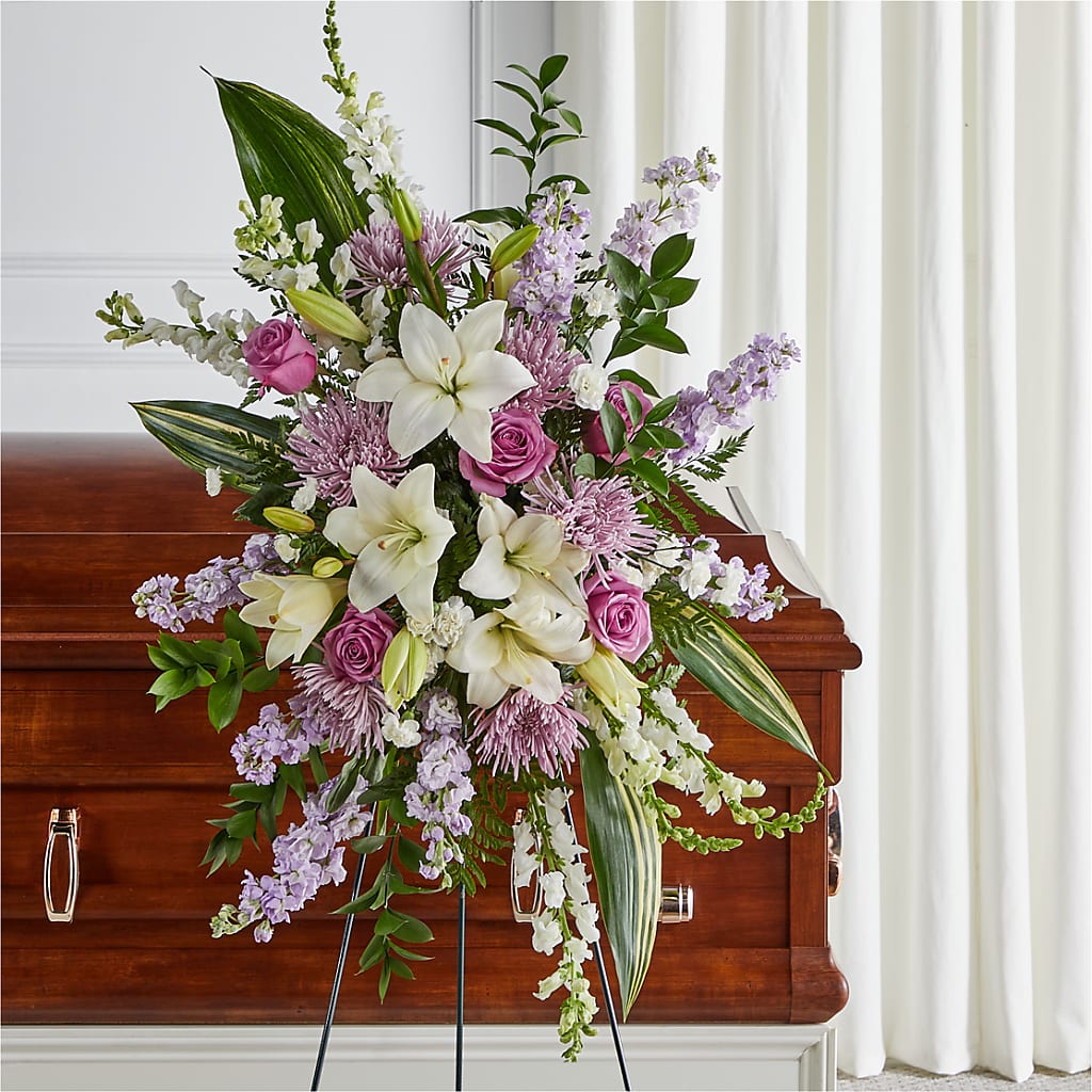 Grateful Hearts Standing Spray – 175 MERCANTILE FLORAL & GIFT, Lake City IA