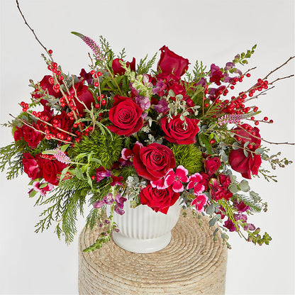 Big Red Bow Bouquet – 175 MERCANTILE FLORAL & GIFT, Lake City IA