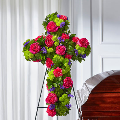 Tribute Rose Floral Cross – 175 MERCANTILE FLORAL & GIFT, Lake City IA