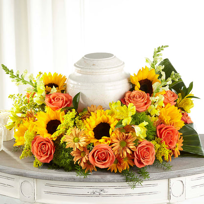 Faithful Sunflower Cremation Adornment – 175 MERCANTILE FLORAL & GIFT, Lake City IA