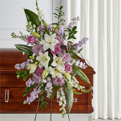 Grateful Hearts Standing Spray – 175 MERCANTILE FLORAL & GIFT, Lake City IA