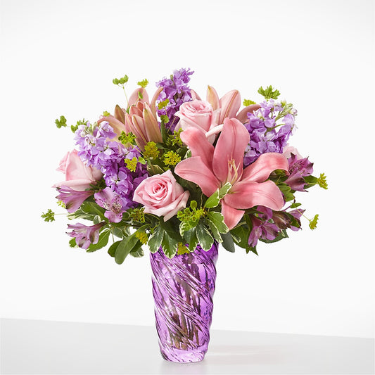 Precious Petals Bouquet with Luxe Swirl Vase – 175 MERCANTILE FLORAL & GIFT, Lake City IA