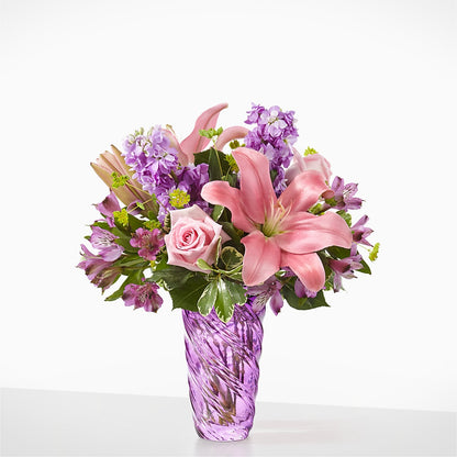 Precious Petals Bouquet with Luxe Swirl Vase – 175 MERCANTILE FLORAL & GIFT, Lake City IA