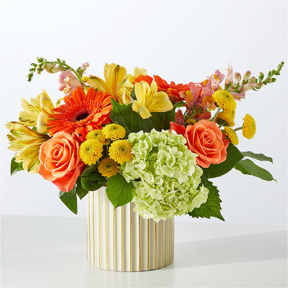 Autumn Sunshine Bouquet with Ivory Vase – 175 MERCANTILE FLORAL & GIFT, Lake City IA