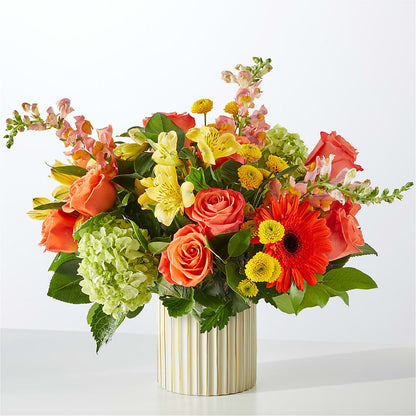 Autumn Sunshine Bouquet with Ivory Vase – 175 MERCANTILE FLORAL & GIFT, Lake City IA