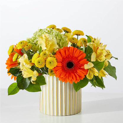 Autumn Sunshine Bouquet with Ivory Vase – 175 MERCANTILE FLORAL & GIFT, Lake City IA