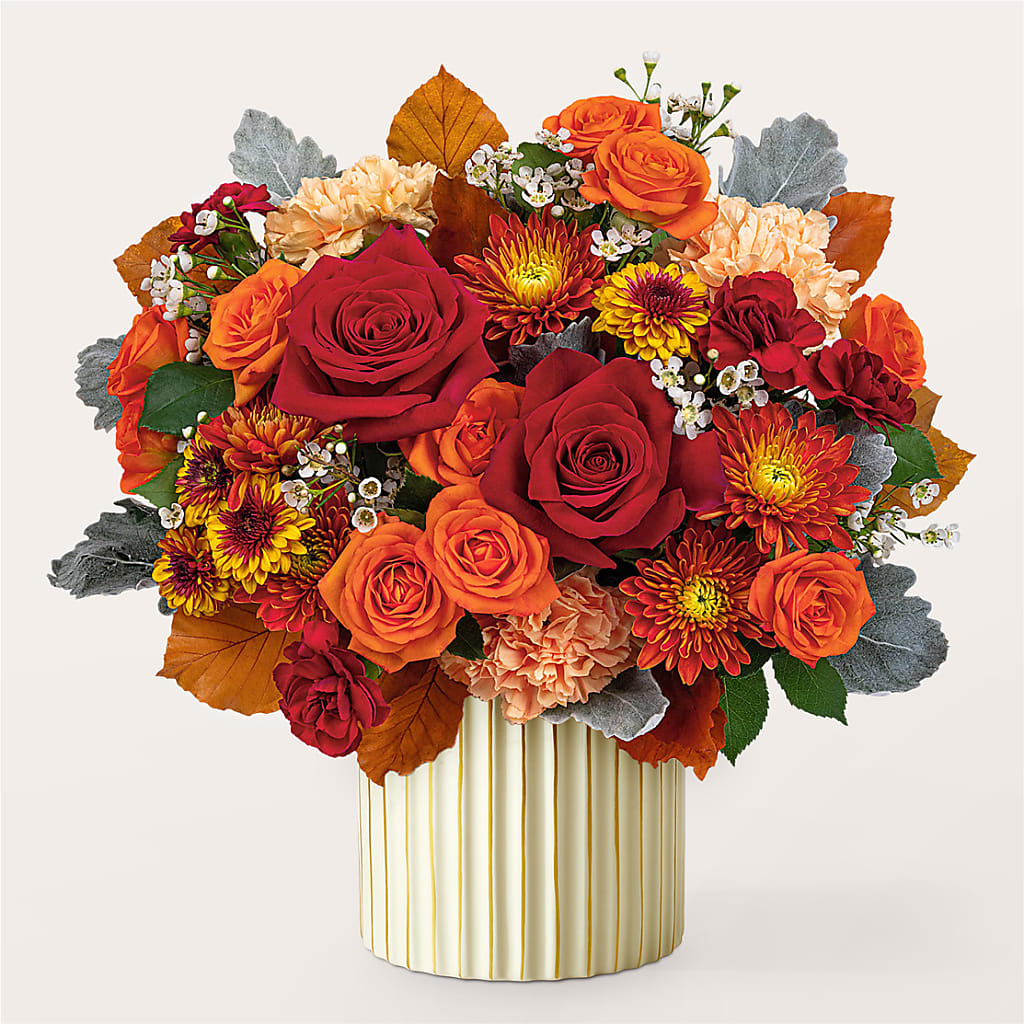 Merlot Bouquet with Ivory Vase – 175 MERCANTILE FLORAL & GIFT, Lake City IA