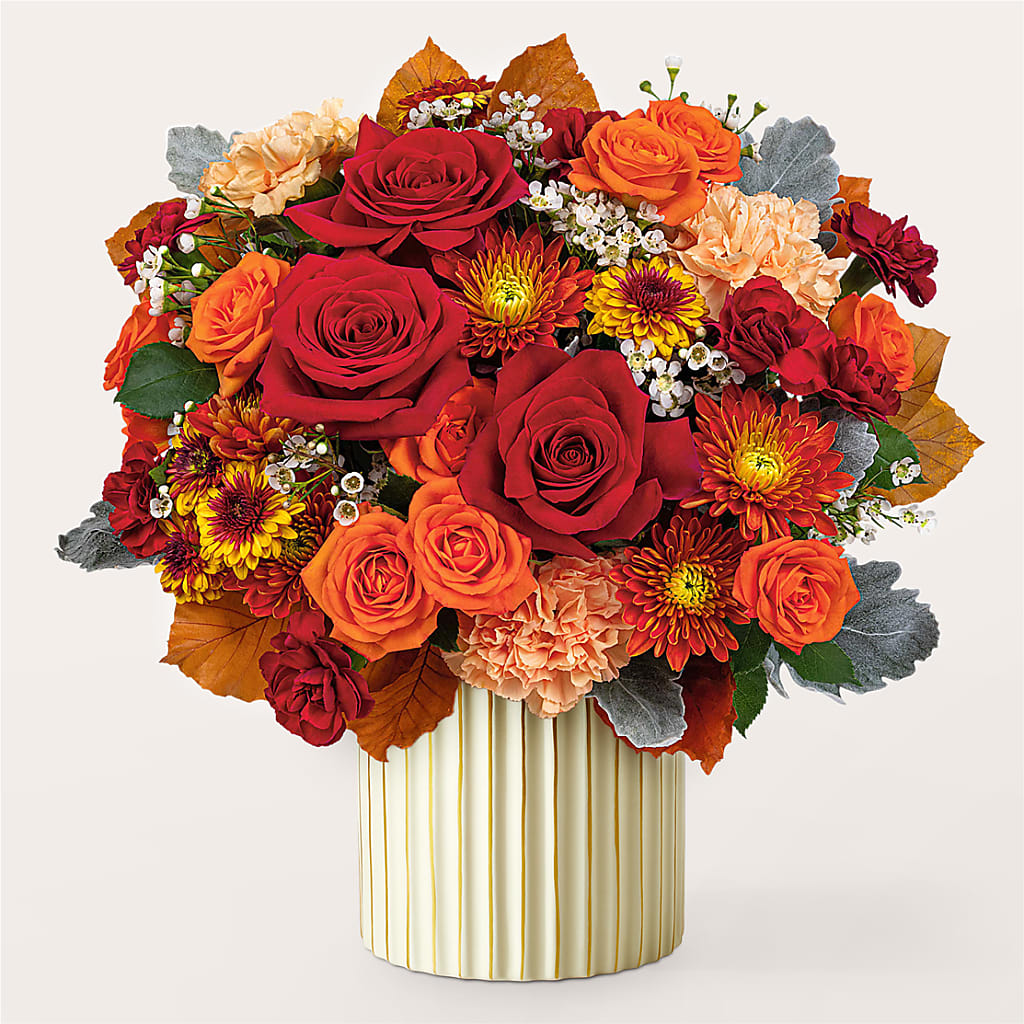 Merlot Bouquet with Ivory Vase – 175 MERCANTILE FLORAL & GIFT, Lake City IA