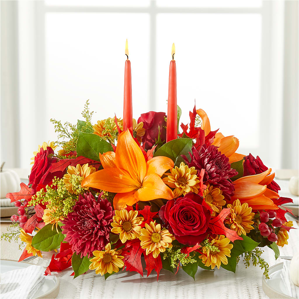 Autumn's Embrace Centerpiece – 175 MERCANTILE FLORAL & GIFT, Lake City IA
