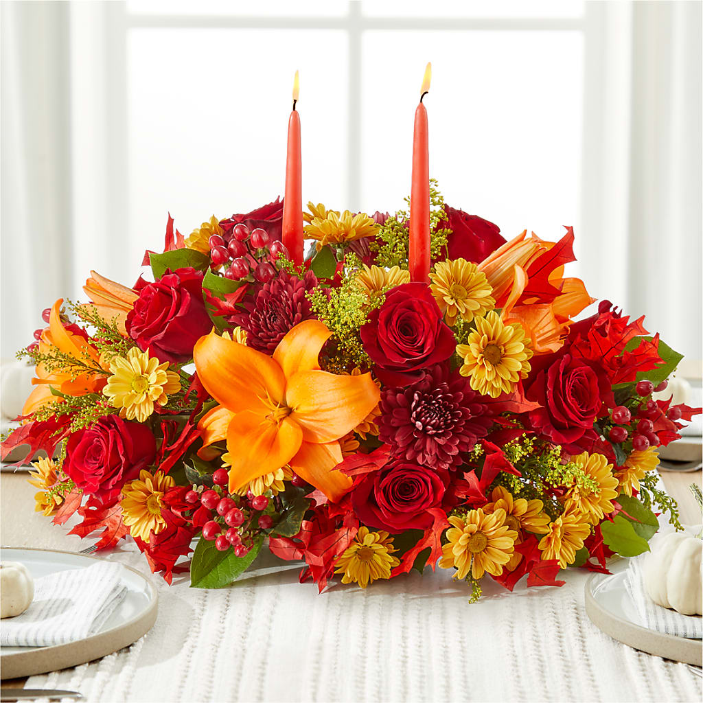 Autumn's Embrace Centerpiece – 175 MERCANTILE FLORAL & GIFT, Lake City IA