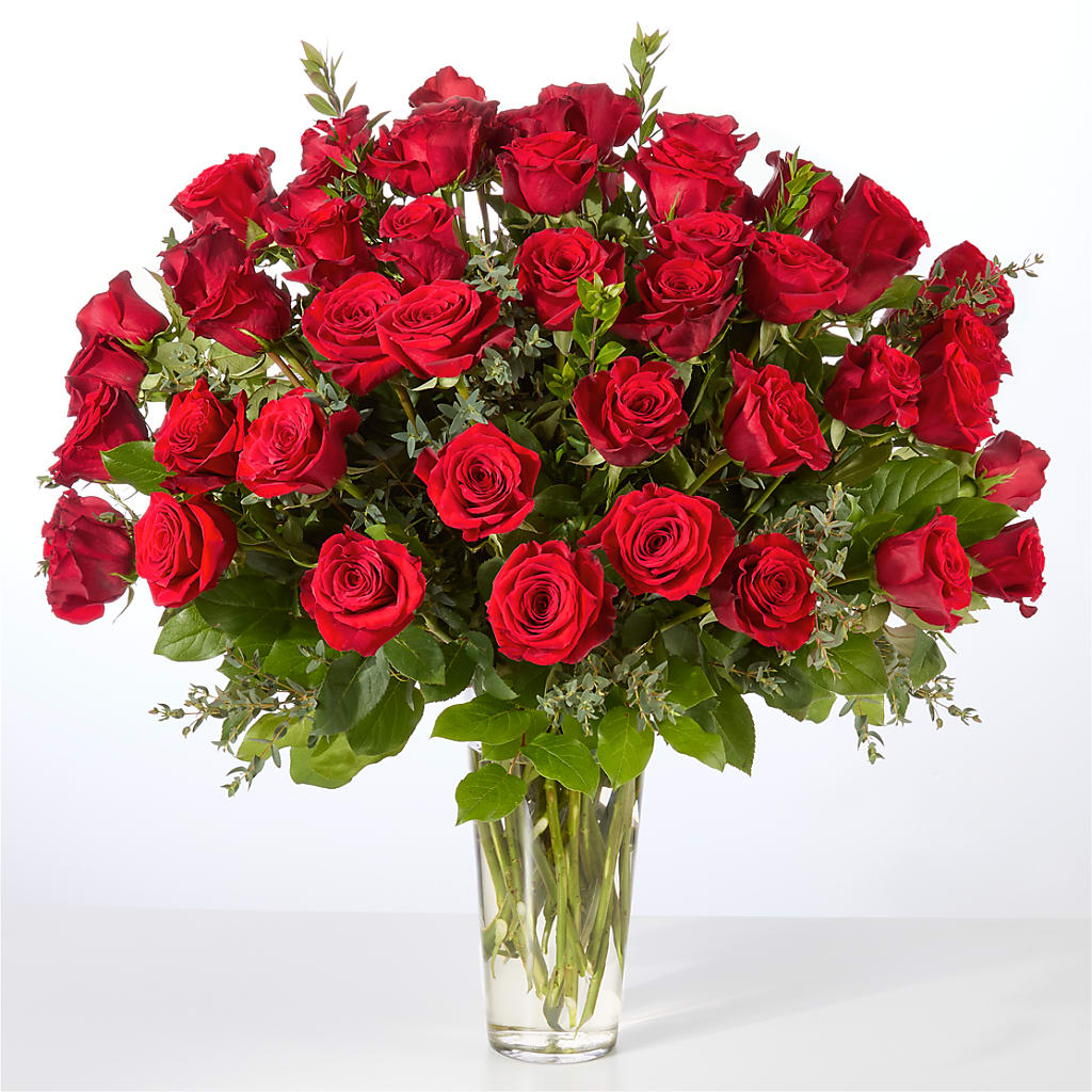 Forever Yours Fifty Stem Red Rose Bouquet – 175 MERCANTILE FLORAL & GIFT, Lake City IA