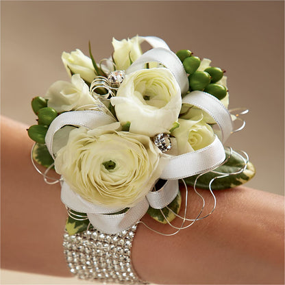 White Wedding Corsage – 175 MERCANTILE FLORAL & GIFT, Lake City IA